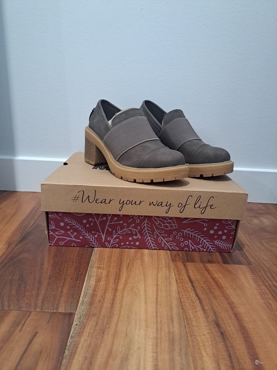 Muk Luks Shoes - Muk Luks Gray Taupe Slip-On Block Heel Mules